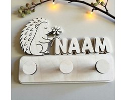 KinderKapstok Hout Kinderkamer – Wandkapstok Babykamer met Naam – Egel kapstok – Origineel Kraamcadeau Verjaardagcadeau Baby / Kind