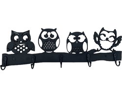 Kinderkapstok - Kapstok kinderen vogels - Kinderkamer haakjes - Zwart - Hout - 5 haken - Met bevestigingsmateriaal