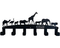 Kinderkapstok - safari - Kinderkapstok haakjes - Babykamer Kapstokken - babykamer - 6 haken – design Kapstokken - Inclusief bevestigingsmateriaal – Wandkapstok – Afrika kapstok - Kinderkamer haakjes - Zwart – Modern