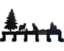Kinderkapstok - Vos - Kinderkapstok haakjes - Babykamer Kapstokken - babykamer - 6 haken – design Kapstokken - Inclusief bevestigingsmateriaal – Wandkapstok – Vos kapstok - Kinderkamer haakjes - Zwart – Modern