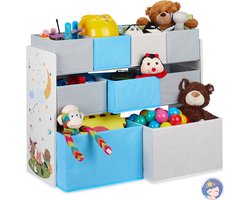 kinderkast - 9 stoffen manden - kampvuur - 66 x 82,5 x 29,5 cm - speelgoedkast