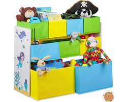 kinderkast - 9 stoffen manden - zeemeermin - 66 x 82,5 x 29,5 cm - speelgoedkast