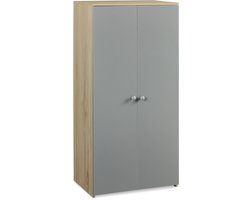 Kinderkast Beldinupp kledingkast 123x60x40 cm eikenkleurig en grijs [en.casa]