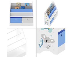 Kinderkast - Boekenkast speelgoed - Opbergen kinderkamer - Met 2 manden - 74x71x23 cm - Wit grijs blauw