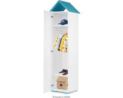 Kinderkast Huisvorm - Kledingkast Kinderkamer - Kleding Opbergen - Stabiele Constructie - 190.5 x 47.5 x 46 cm - Blauw