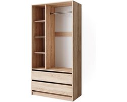 Kinderkast - Kledingkast Kinderkamer - Opbergen Kleding - 4 Open Vakken - 100 x 200 cm - Sonoma