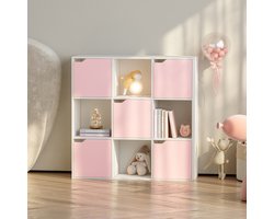 Kinderkast Ljunshund 90x90x30 cm wit en roze [en.casa]