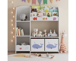 Kinderkast Lysekil open kast 100x93x30 cm Aqua Dream motief [en.casa]