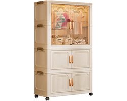 Kinderkast Met Deuren - Opbergkast Kinderkamer - Kleding Opbergen - Met Wielen - 55cm Breed - Transparant
