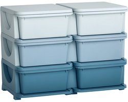 Kinderkast met Lades – Opbergmeubel met 6 Vakken – Kinderkast Organiser – Blauw