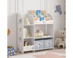 Kinderkast met opbergers - Speelkamer meubel - Speelgoed organiseren - Kindvriendelijk ontwerp - 100x93x30 cm - Multicolor