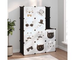 Kinderkast Modulair - Opbergkast Kinderkamer - Speelgoed Opbergen - 10 Lagerkubussen - 57H x 945B cm - Zwart