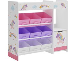 Kinderkast Søndreland open kast 80x90x29,5 cm eenhoornmotief [en.casa]