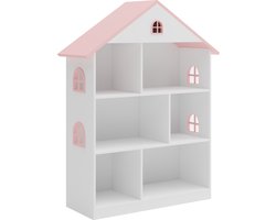 Kinderkast Stange open kast 106,5x83x30 cm wit en roze [en.casa]