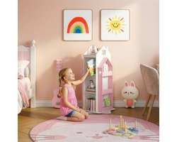 Kinderkast Vipsali 108x40x40 cm roze en wit [en.casa]