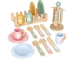 Kinderkeukenservies, theeservies voor kinderen, 29 stuks, keukenaccessoires met kopjes, borden, speelkeuken, accessoires, servies, theeservies, kinderen, keukenaccessoires, cadeau voor
