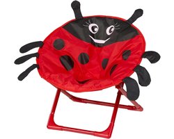 Kinderklapstoel Lieveheersbeestje - Kindertroon Opvouwbaar - Buitenactiviteiten - Robuuste Metalen Structuur - 49 x 31 x 31 cm - Multicolor