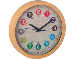 kinderklok - Ø 30 cm - wandklok kinderkamer - met cijfers en kleuren - leerklok - muurklok