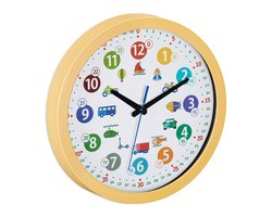 kinderklok voertuigen - wandklok kinderkamer - muurklok 30 cm - leren kloklezen