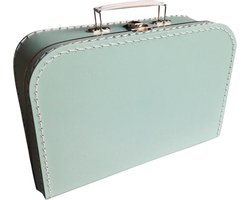 Kinderkoffer Mintgroen 30 cm - Koffertje midden: L 30 CM x B 21,2 CM x H 9 CM - Logeerkoffer - Kartonnen koffer - Kinder koffertje kartonnen - Speelkoffer - Poppenkoffer- Opbergen - Cadeau - Decoratie