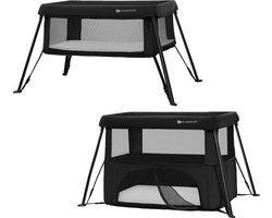 Kinderkraft CAMI 3‑in‑1 Reisbed – Wieg & Reisbed – Lichtgewicht 5 kg – 2 Hoogte-instellingen – Reisrugzak Inclusief – Compact Inklapbaar – Zwart