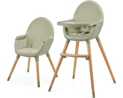 Kinderkraft FINI 2 Kinderstoel 2-in-1 – Kunstlederen Bekleding – Verstelbare Tray – Speelfauteuil – Veiligheidsriemen – 6 Maanden tot 5 Jaar – Groene