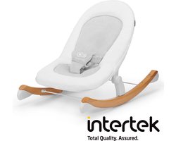 Kinderkraft FINIO Schommelstoel - Voor Baby’s tot 9 kg - Lig- en Halfliggende Positie, Verstelbare Glijders, Zachte Pluche Bekleding en Veiligheidsriemen - Wit