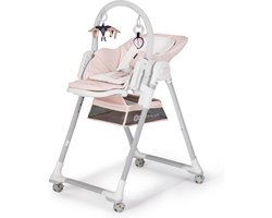 Kinderkraft LASTREE 2-in-1 Wip- en Kinderstoel - Voor Baby’s tot 15 kg - Verstelbare Rugleuning, Voetsteun en Hoogte, Inclusief Speeltjes - Roze