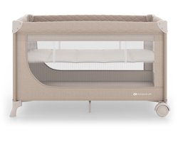 Kinderkraft LEODY UP - 2-in-1 reisbedje - eenvoudig inklapbaar met wielen - 2 bodemhoogtes - ventilerende mesh zijkanten - Beige