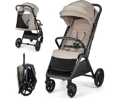 Kinderkraft LOOM Buggy – Lichtgewicht & Compact – Automatisch Inklapbaar – Verstelbare Rugleuning – Beige