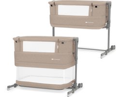 Kinderkraft NESTE GROW - Bijzetbed 3in1 - Co-sleeper - 5-voudige hoogteverstelling - Peuterbed - Matras inbegrepen - Gaaswanden - Beige