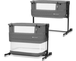 Kinderkraft NESTE GROW - Bijzetbed 3in1 - Co-sleeper - 5-voudige hoogteverstelling - Peuterbed - Matras inbegrepen - Gaaswanden Grijs