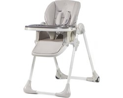Kinderkraft YUMMY Hoge Kinderstoel – Ergonomisch & Comfortabel – Verstelbare Rugleuning & Hoogte – Opvouwbaar – Voetensteun – Afneembaar Eetblad – Grijs