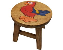 Kinderkruk | Hout | Papegaai | Vogel | Kleuren | Dieren | 25 cm hoog | Handgemaakt | Uniek | Sinterklaas | Kerst | Geboorte | Kraamcadeau | Baby | Kind