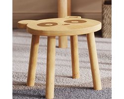 Kinderkrukje Panda - 28x28x25cm - bamboehout - Emob Exclusive - Kinderstoel - Bruin - Hout