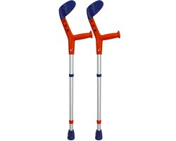 Kinderkrukken - Elleboogkrukken - loopkrukken - krukken open manchet Rood / Blauw - Verstelbaar - Set - paar van 2