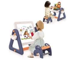 Kinderkunstschildersezel Tafel en Kruk – 2-in-1 Set, Converteerbare Tafel voor Meerdere Activiteiten met 160 Whiteboardaccessoires