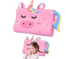 Kinderkussen Traagschuim - Kinderkussen - 44 x 27 cm - Eenhoorn-kussensloop - Afneembaar - Comfortabel - Ergonomisch ontwerp - Een ideaal cadeau voor een meisje - Roze