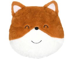 Kinderkussen Vos - Pluche Speelgoed - Decoratie Kamer - Zacht Kunstbont - 30 x 25 cm - Oranje Wit