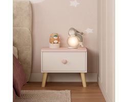 Kindernachtkastje Sandnes 31x38x30 cm wit en roze [en.casa]