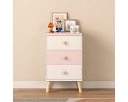 Kindernachtkastje Sandnes wit en roze 62x38x30 cm [en.casa]
