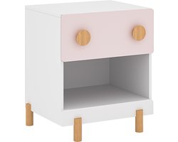 Kindernachtkastje Vaarentaa met lade en open vak 47x40x35 cm roze [en.casa]