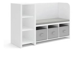 Kinderplank met Bank Høylandet met Kussen, 76 x 112 x 40 cm, Wit/Grijs.