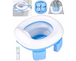 Kinderpotje - 3-in-1 Opvouwbaar Reispotje - Blauw - Zindelijkheidstraining - Veilig PP Materiaal - Met Opbergtas - Voor Thuis & Buiten