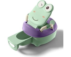 Kinderpotje, babytoilet met handvat en kussentje, draagbaar toiletverkleiner, toiletbril in de vorm van een kikker, voor kinderen van 1-6 jaar, jongens en meisjes (groen) NAIYZ