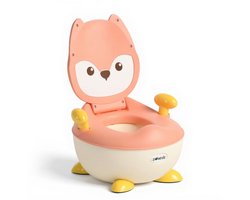 Kinderpotje-Grow Potty -Oranje met vossenprint – Baby potty training toilet met spatbescherming