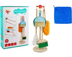 Kinderreinigingsset Speelgoed, Schoonmaakspeelgoed, Geschikt Voor Het Cultiveren Van Hands-On Vermogen Van Jonge Kinderen, Reinigingsgereedschap, Houten Afneembare Bezem, Stofverwijdering, Stofdoek, Borstel, Dweil