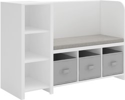 Kinderrek Høylandet met zitbank 76x112x40 cm wit en grijs [en.casa]