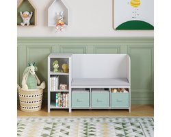 Kinderrek Høylandet met zitbank 76x112x40 cm wit en mintgroen [en.casa]