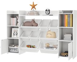 Kinderrek - Speelgoedkast Boekenkast - Speelgoed Opbergen - 8 Uitneembare Boxen - 140 x 90 cm - Wit